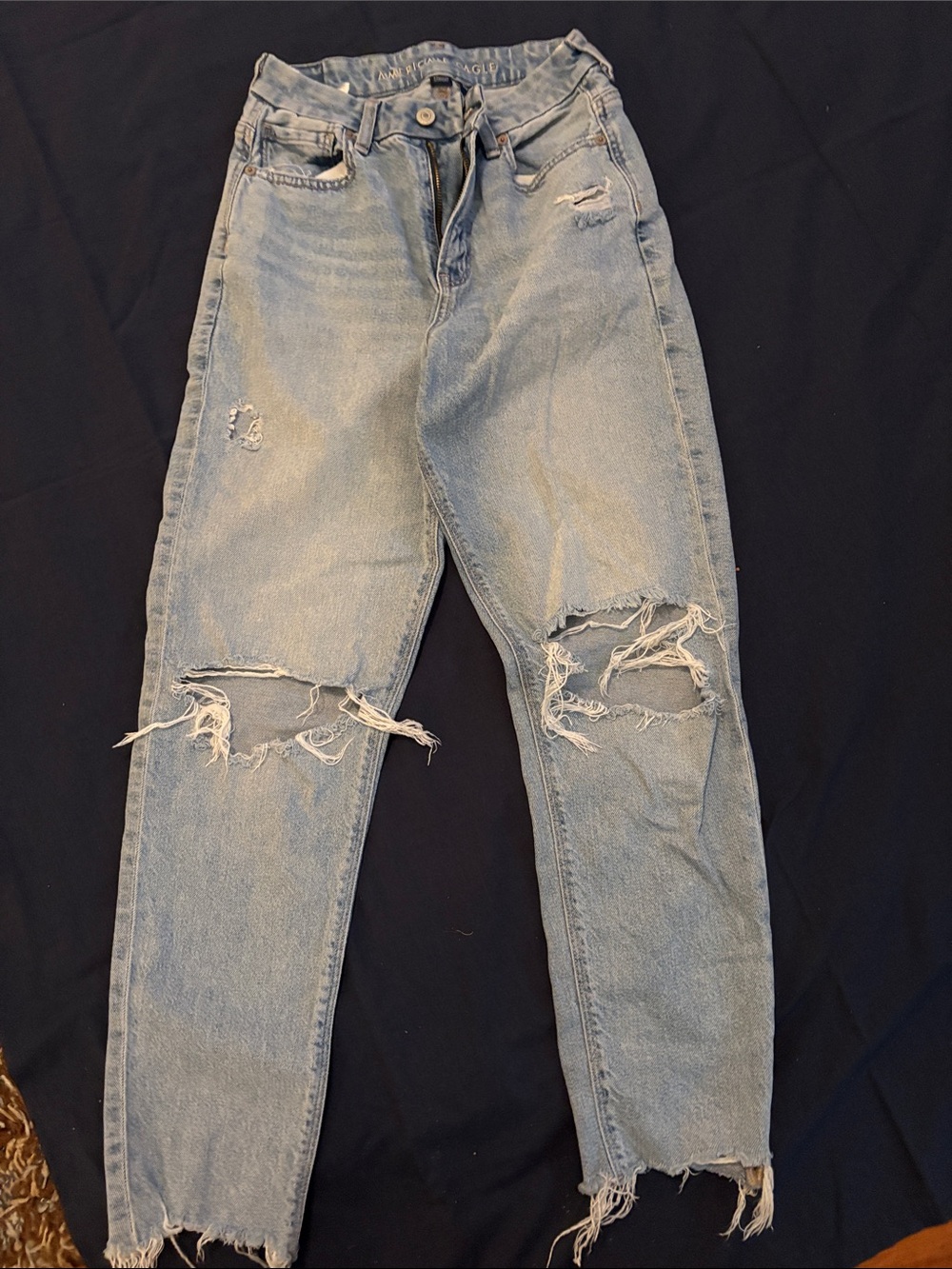 American Eagle Outfitters Light Blue Distressed High-Rise Jeans
